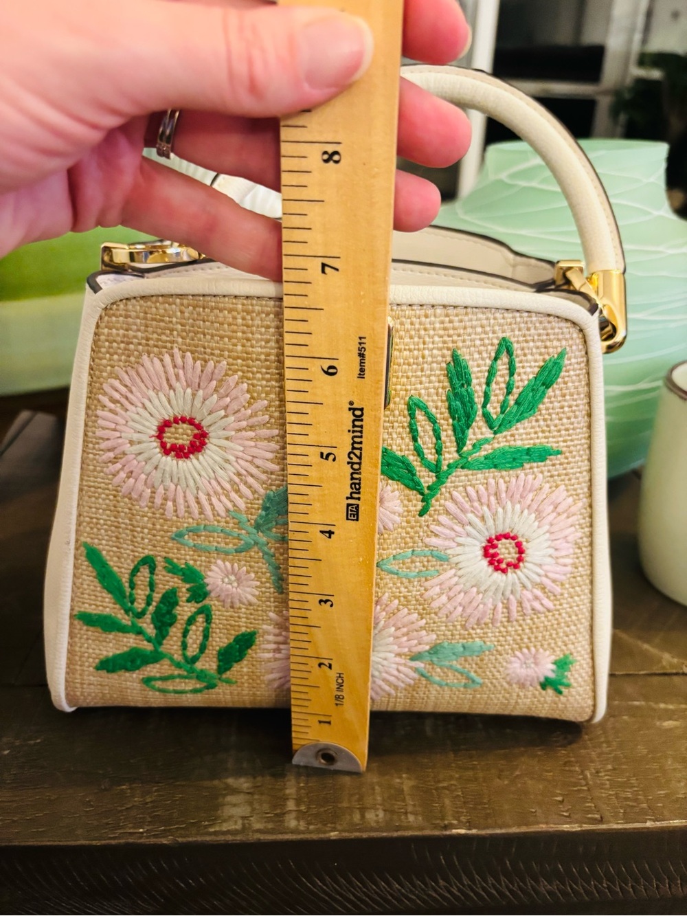 Kate Spade Needle Point Flowers, Top-Handle Satchel in Cream, Purse & Wallet Set - Picture 4 of 10